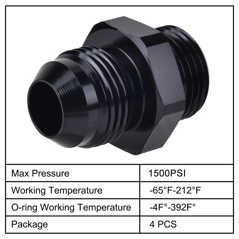 EVIL ENERGY 8AN Flare to 8AN ORB Male 2PCS Fuel Rail Adapter Fitting Black - Image 4